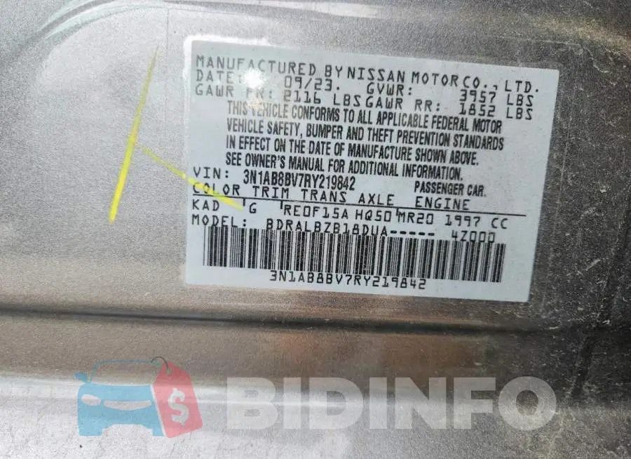 3N1AB8BV7RY219842 Photo# 12