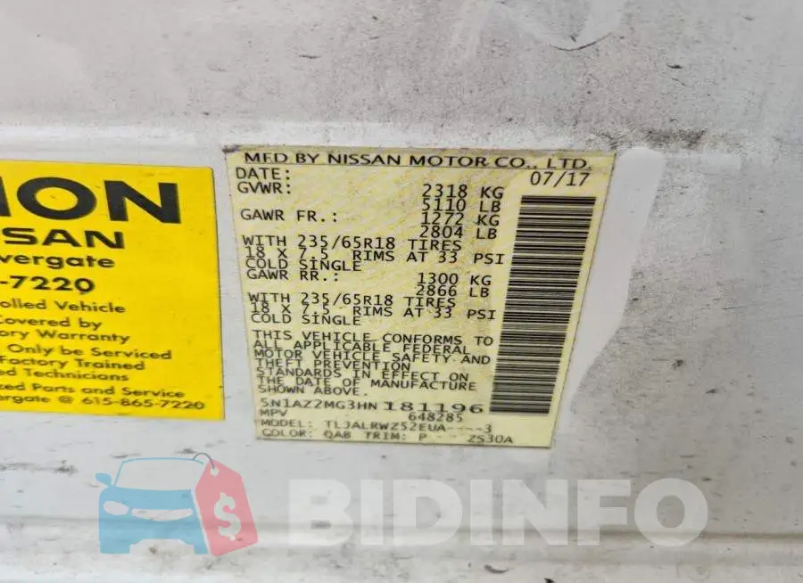 5N1AZ2MG3HN181196 Photo# 14
