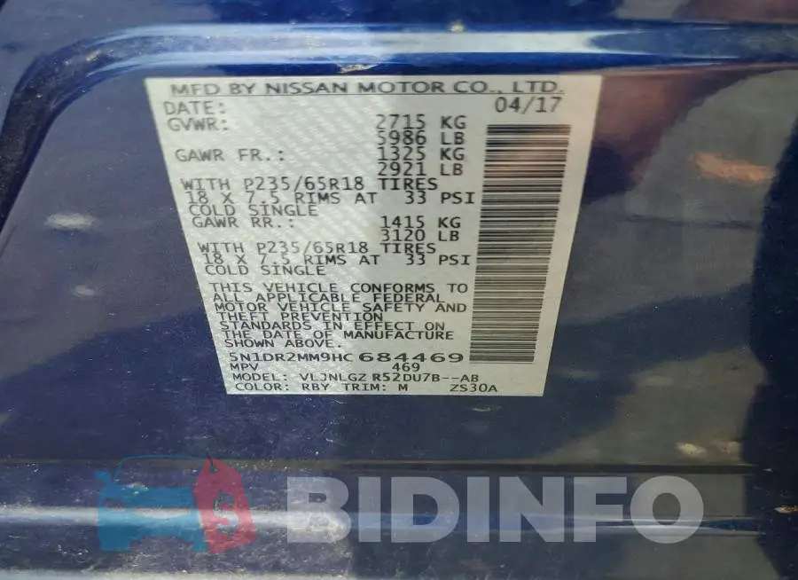 5N1DR2MM9HC684469 Photo# 13