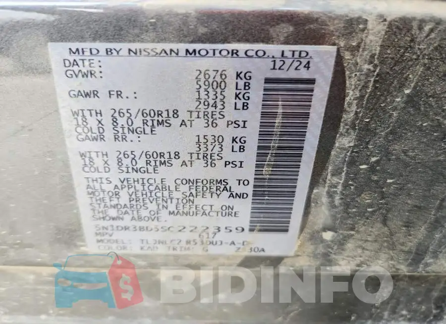 5N1DR3BD5SC222359 Photo# 14