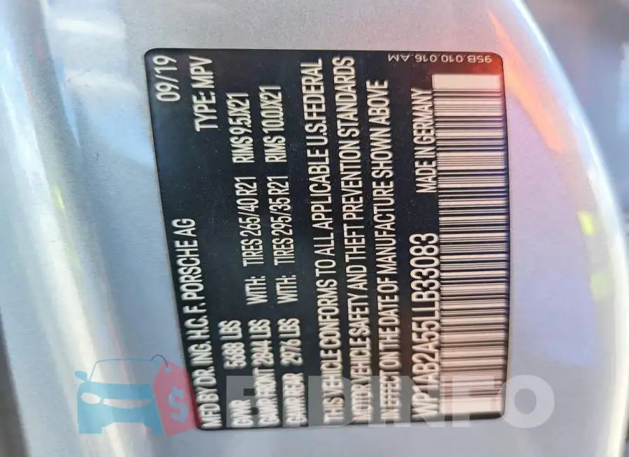 WP1AB2A55LLB33083 Photo# 13