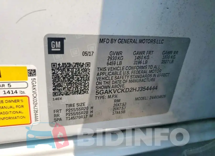 5GAKVCKD2HJ354444 Photo# 13