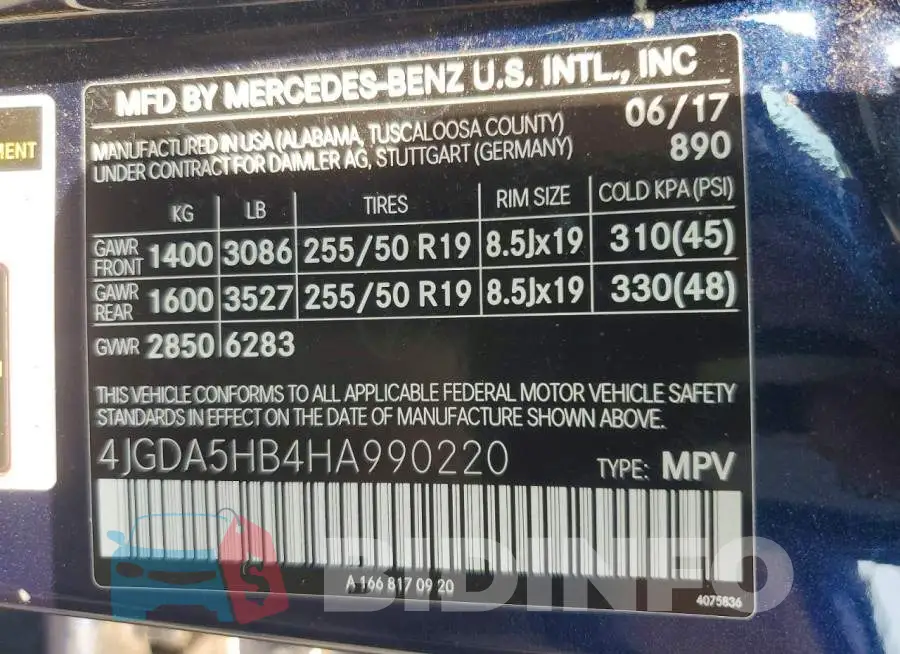 4JGDA5HB4HA990220 Photo# 13