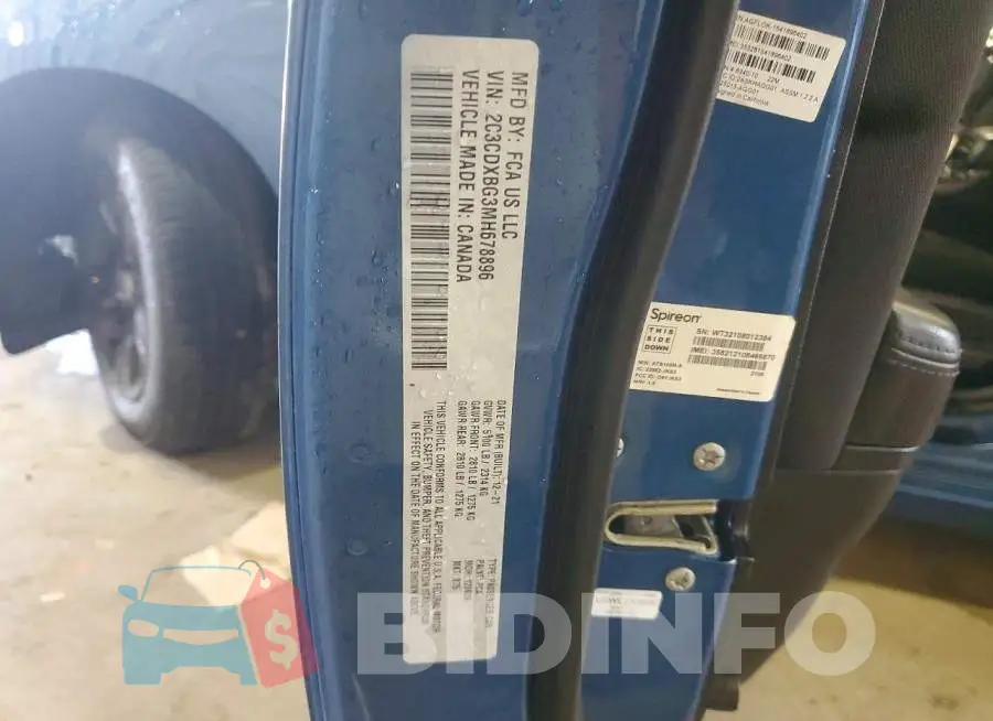 2C3CDXBG3MH678896 Photo# 12