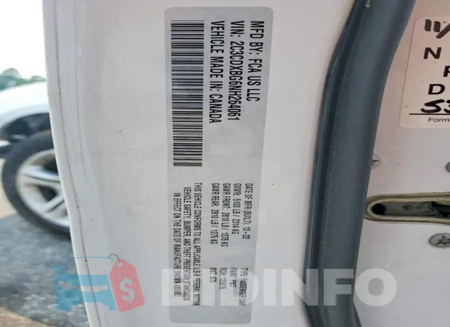 2C3CDXBG6NH264061 Photo# 12