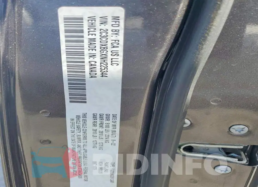 2C3CDXBGXNH225344 Photo# 13