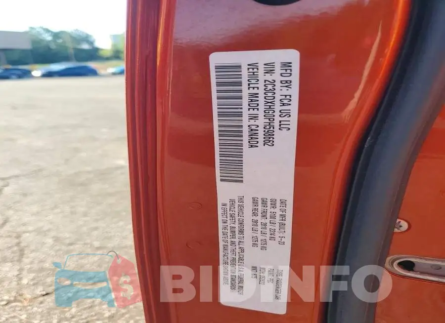 2C3CDXHG0PH598662 Photo# 12