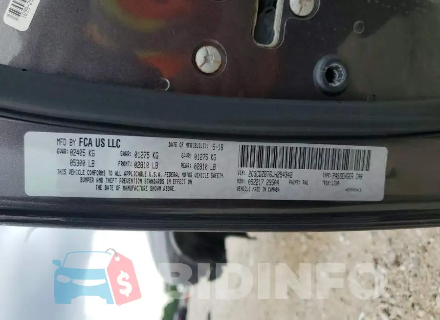 2C3CDZBT6JH294342 Photo# 13