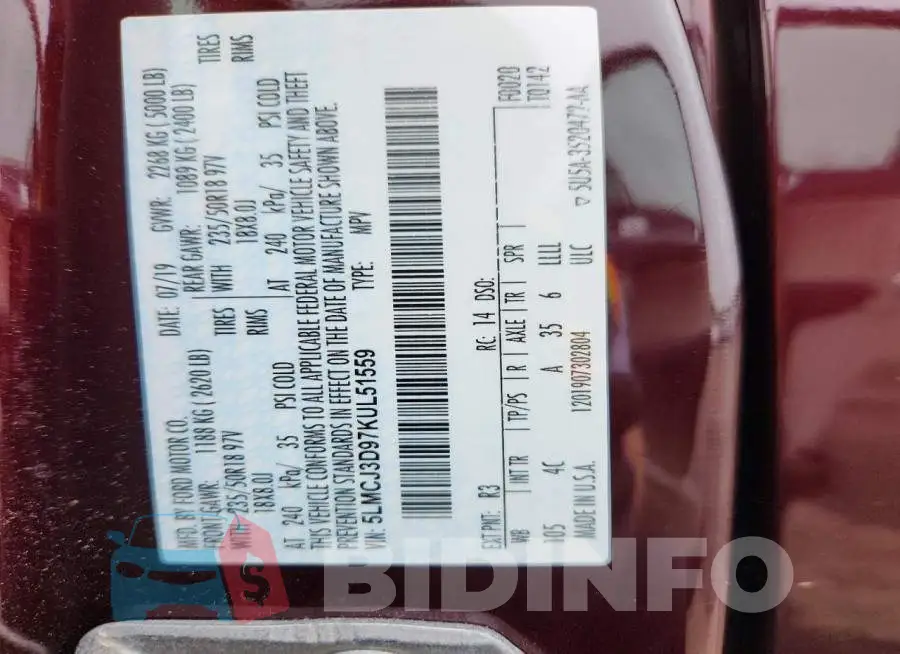 5LMCJ3D97KUL51559 Photo# 14
