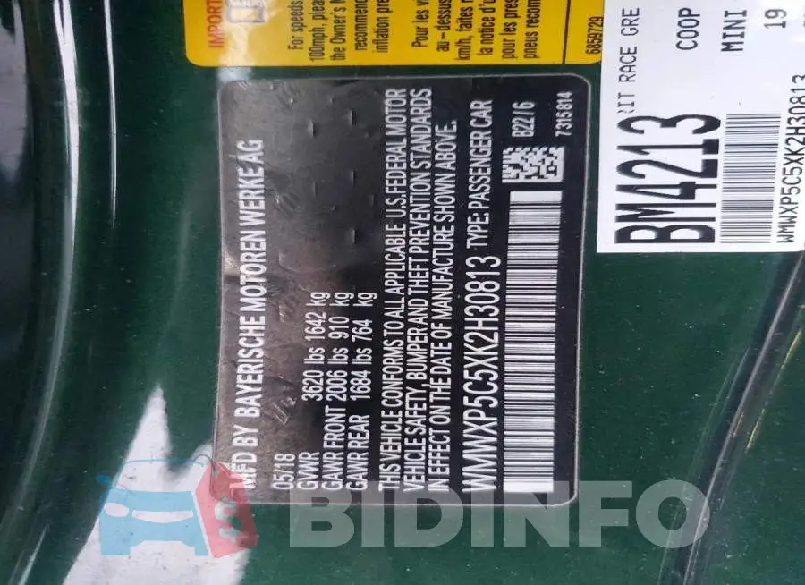 WMWXP5C5XK2H30813 Photo# 12