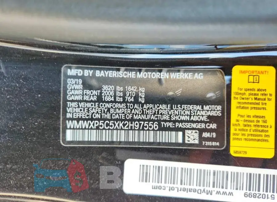 WMWXP5C5XK2H97556 Photo# 13