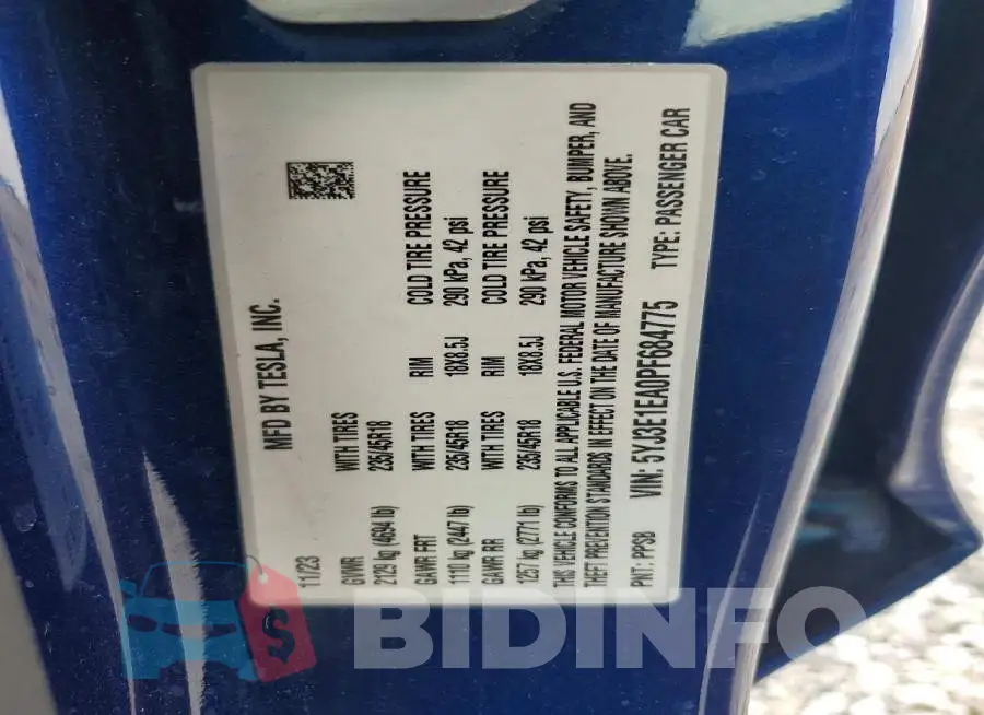 5YJ3E1EA0PF684775 Photo# 12