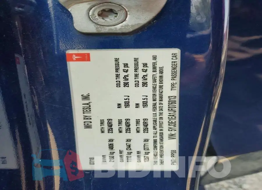 5YJ3E1EA1JF076013 Photo# 13