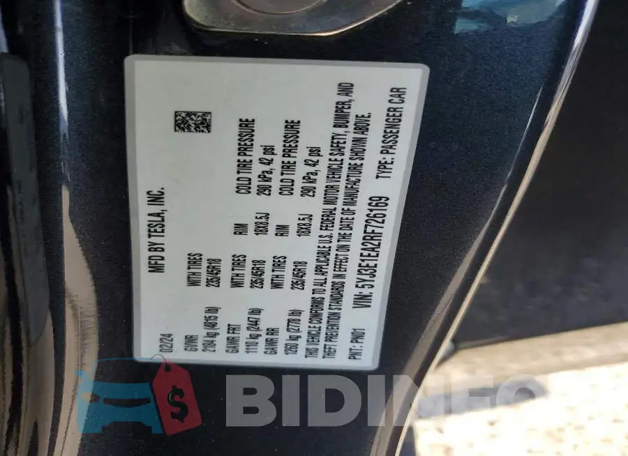 5YJ3E1EA2RF726169 Photo# 13