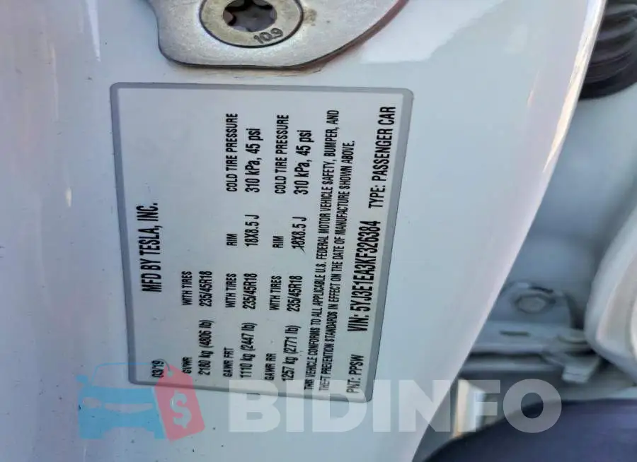 5YJ3E1EA3KF326384 Photo# 12