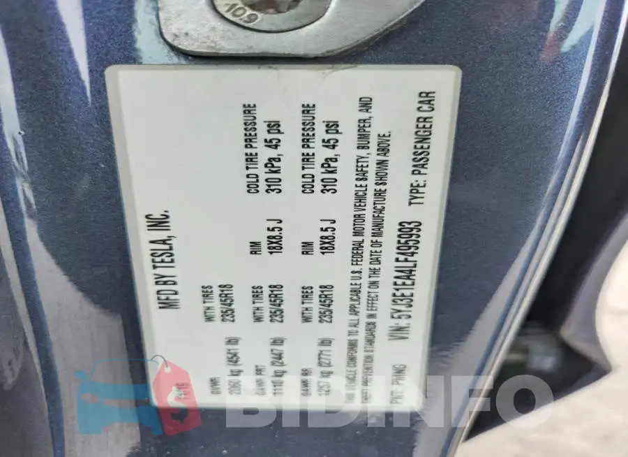 5YJ3E1EA4LF495993 Photo# 12