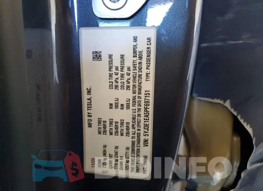 5YJ3E1EA5PF697151 Photo# 12