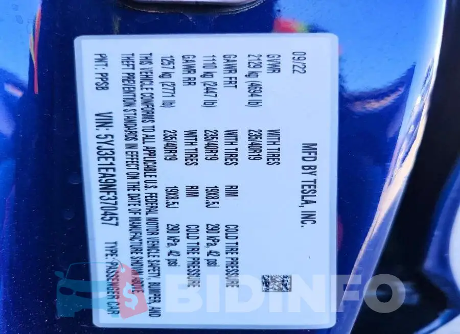 5YJ3E1EA9NF370457 Photo# 12
