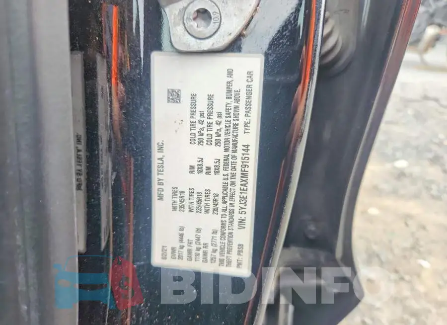 5YJ3E1EAXMF915144 Photo# 12