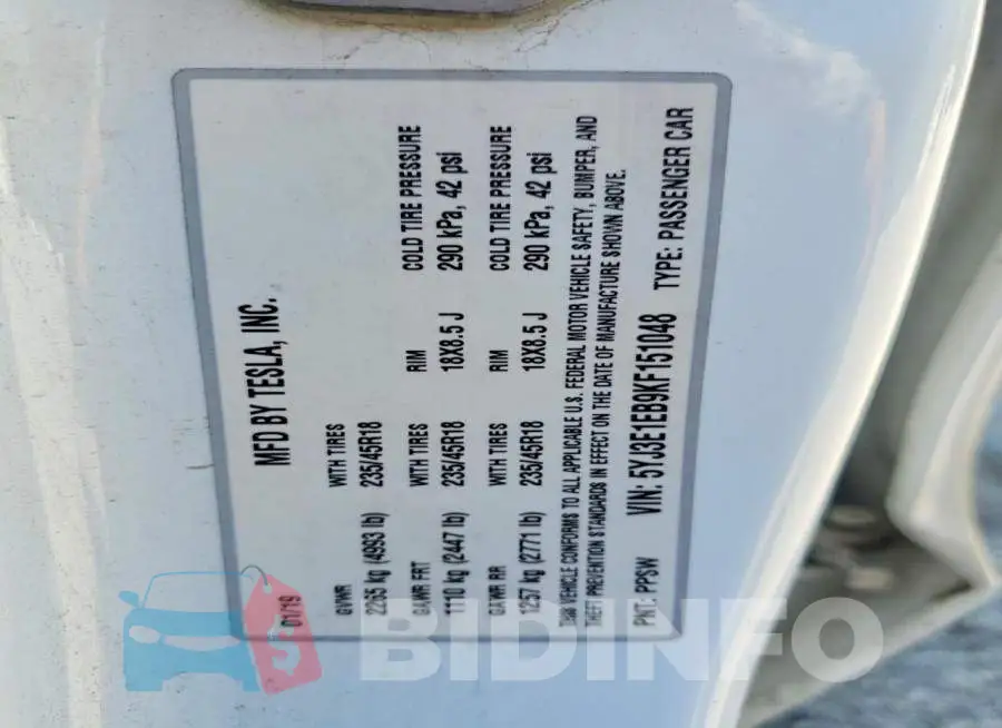 5YJ3E1EB9KF151048 Photo# 12