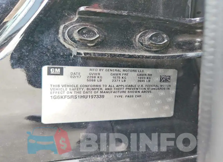 1G6KF5RS1HU197339 Photo# 13