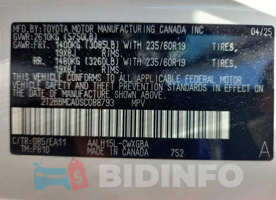 2T2BBMCA0SC088793 Photo# 14