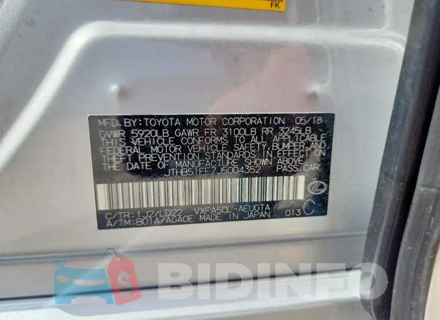 JTHB51FF7J5004352 Photo# 12