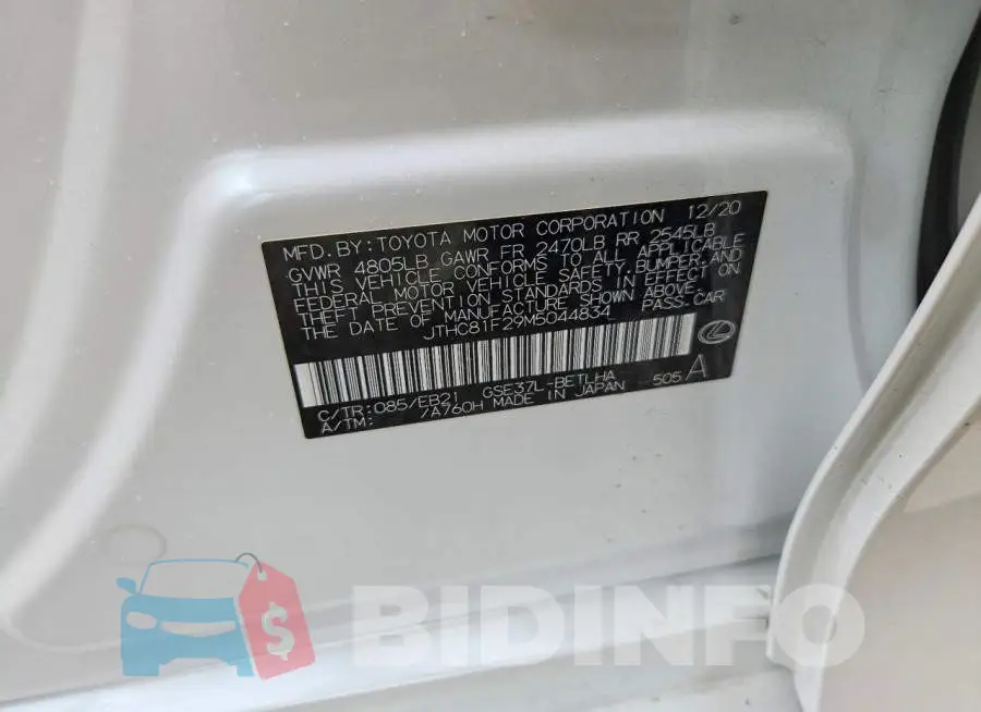 JTHC81F29M5044834 Photo# 12