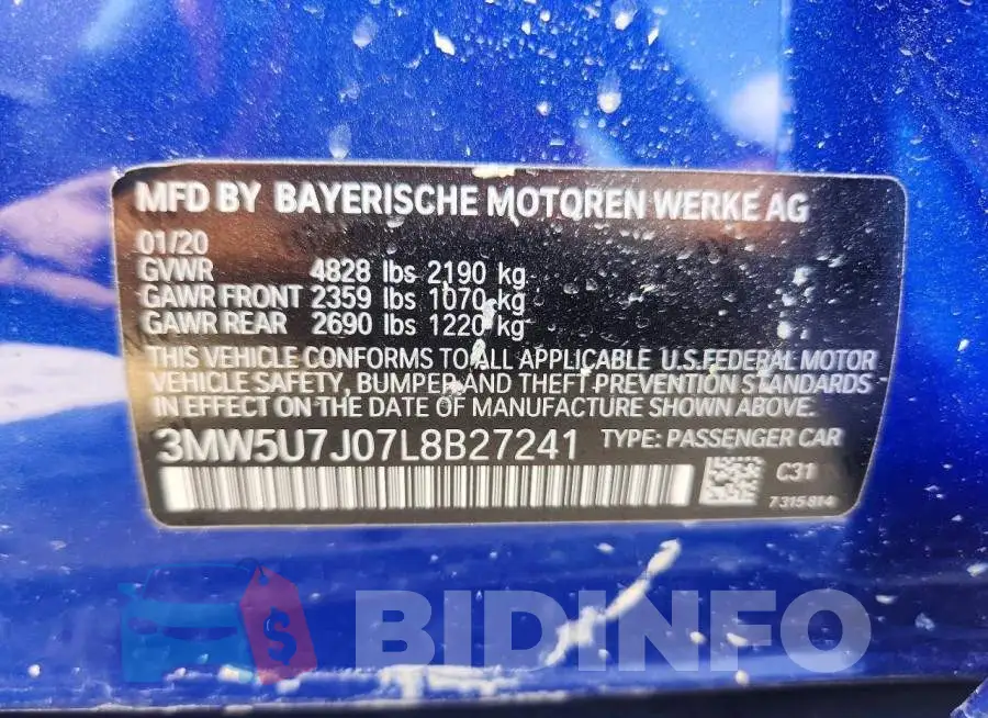 3MW5U7J07L8B27241 Photo# 12