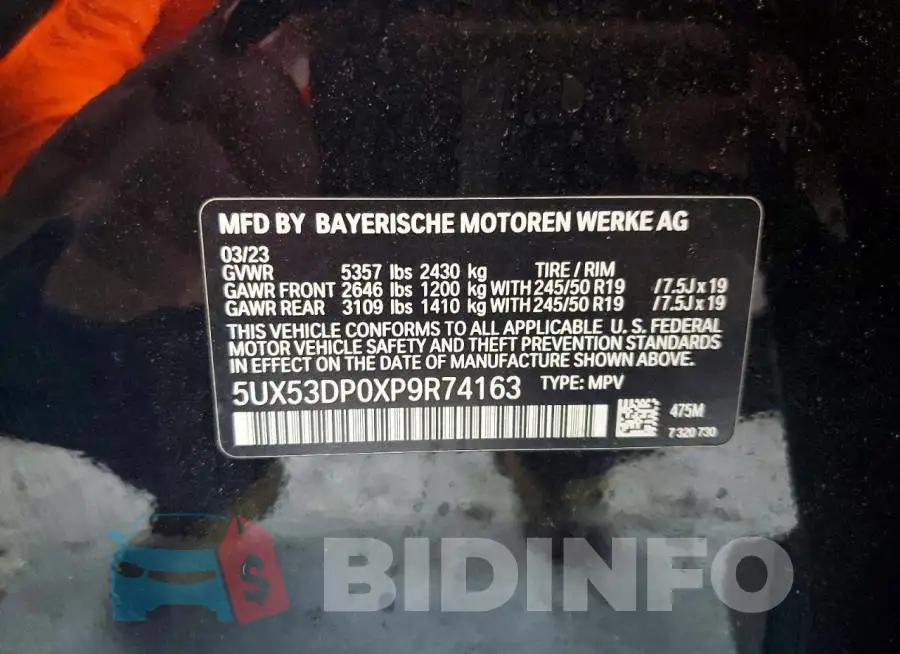5UX53DP0XP9R74163 Photo# 13