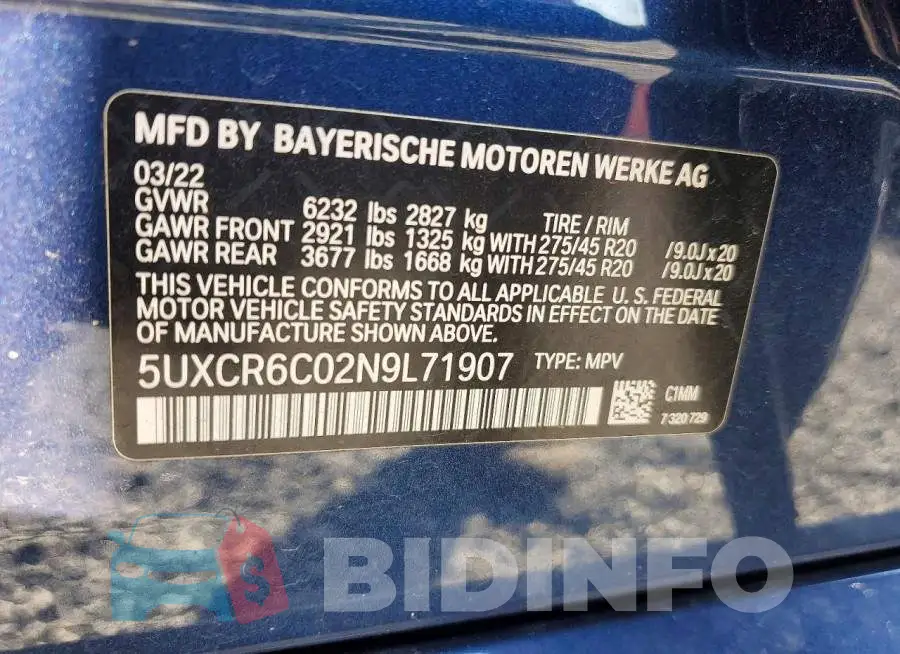 5UXCR6C02N9L71907 Photo# 13