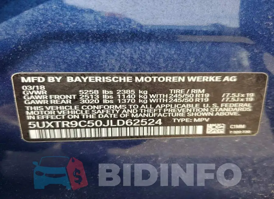 5UXTR9C50JLD62524 Photo# 12