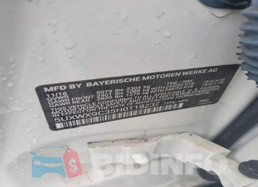 5UXWX9C35H0T18237 Photo# 13
