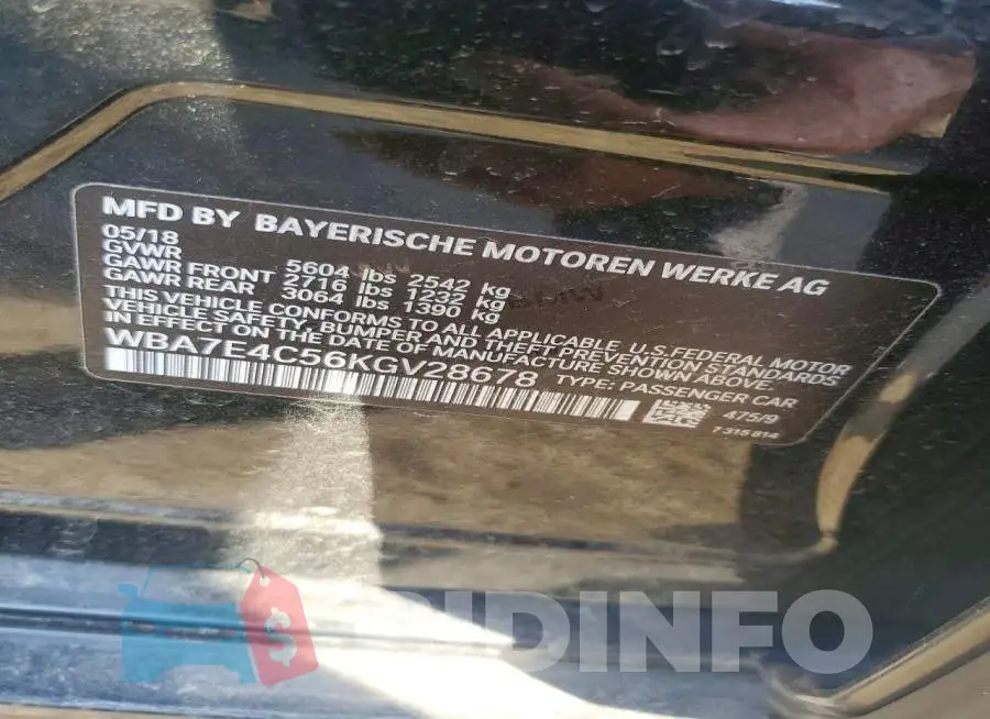 WBA7E4C56KGV28678 Photo# 12