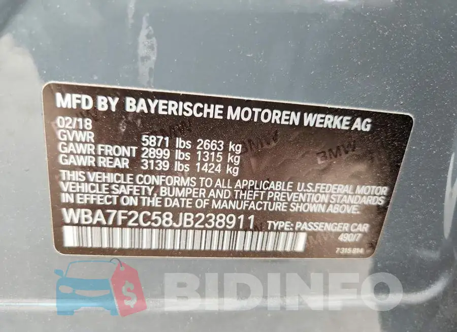 WBA7F2C58JB238911 Photo# 13