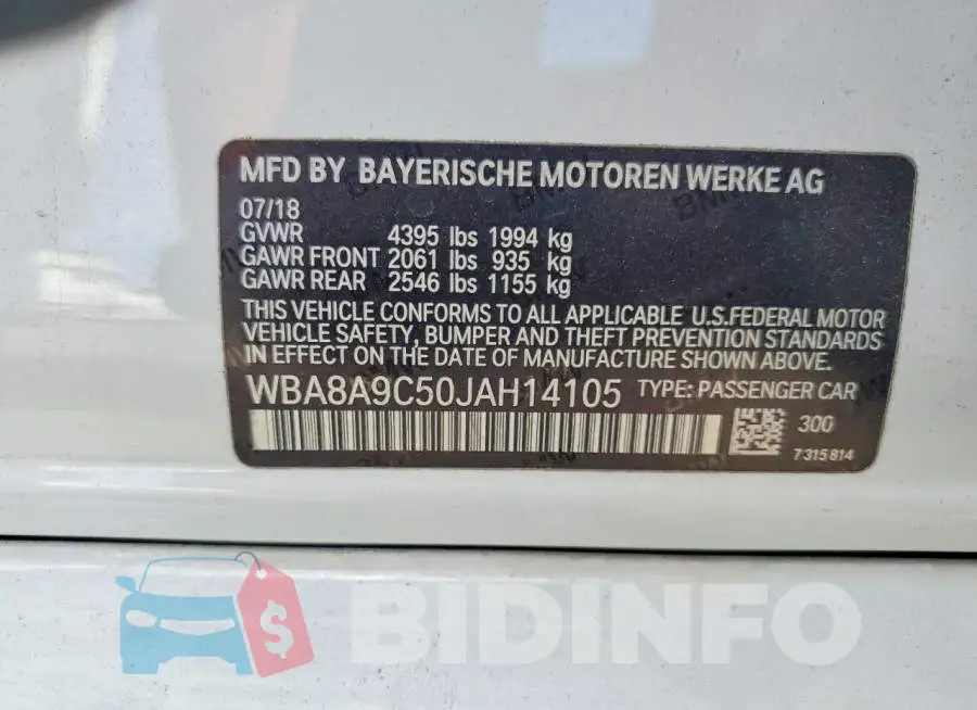 WBA8A9C50JAH14105 Photo# 12