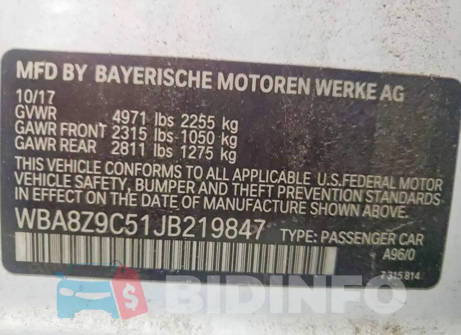 WBA8Z9C51JB219847 Photo# 12