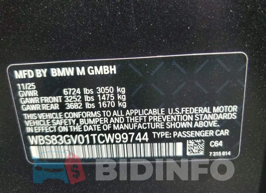 WBS83GV01TCW99744 Photo# 12