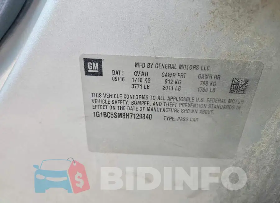 1G1BC5SM8H7129340 Photo# 12