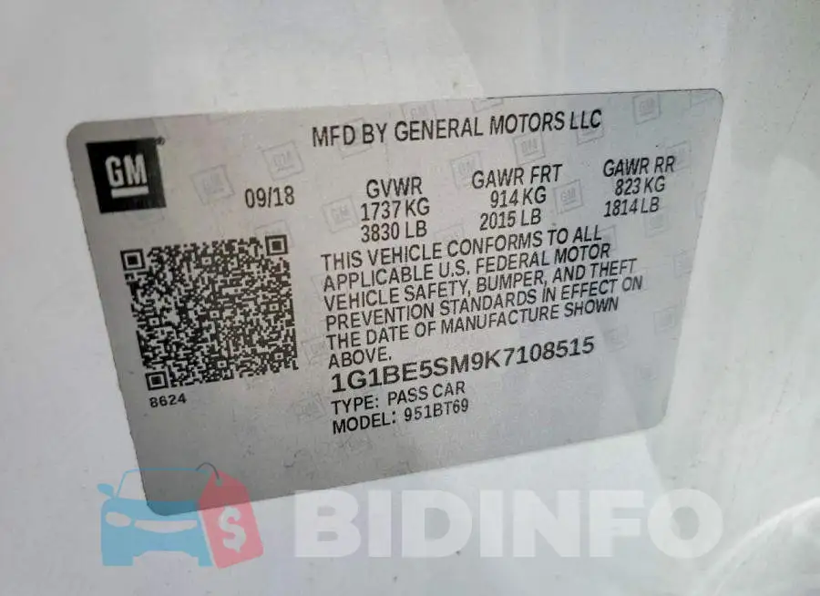 1G1BE5SM9K7108515 Photo# 13