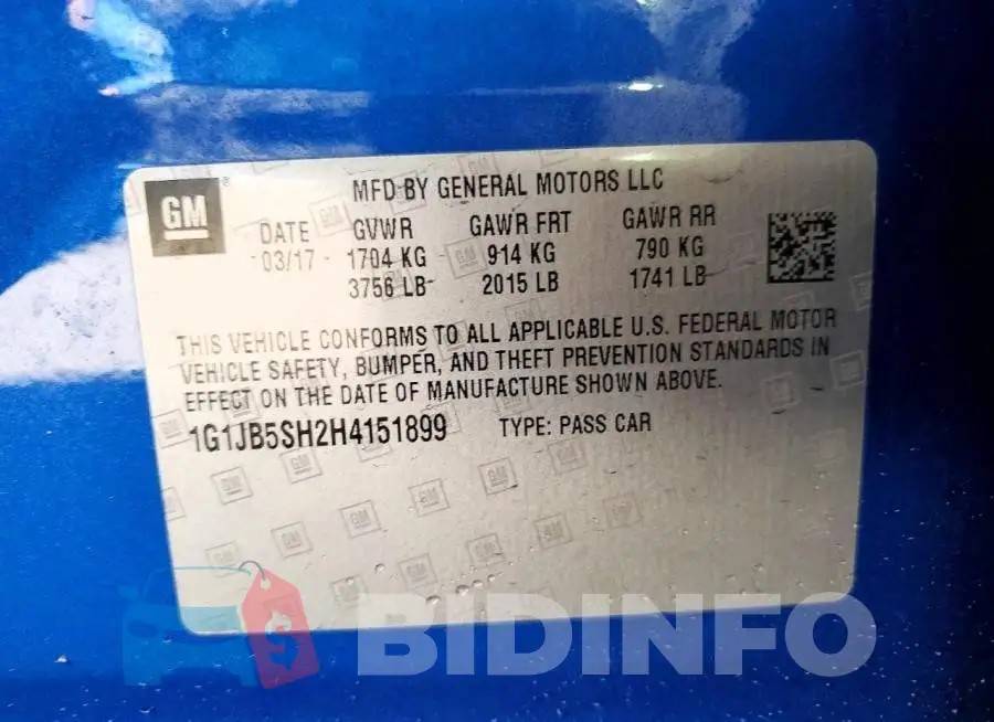 1G1JB5SH2H4151899 Photo# 12