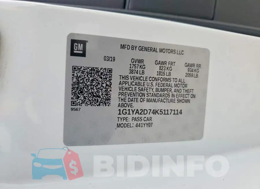 1G1YA2D74K5117114 Photo# 12