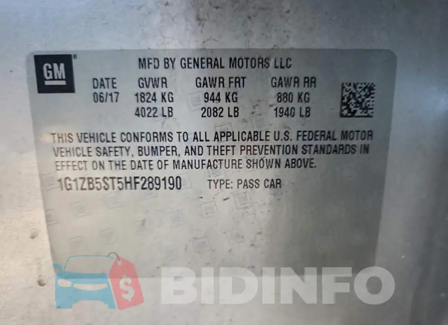 1G1ZB5ST5HF289190 Photo# 13