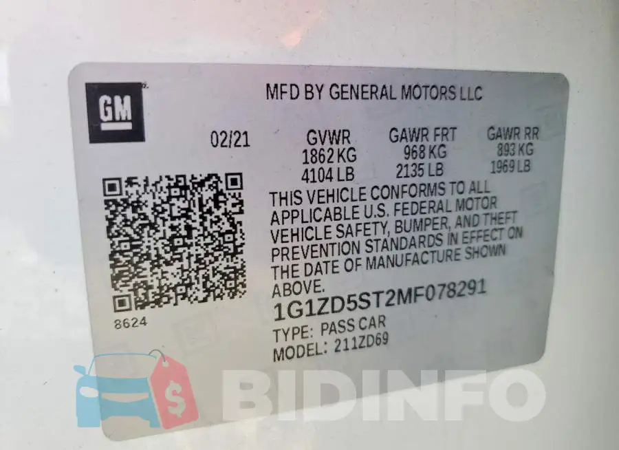 1G1ZD5ST2MF078291 Photo# 12