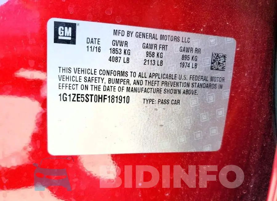 1G1ZE5ST0HF181910 Photo# 12
