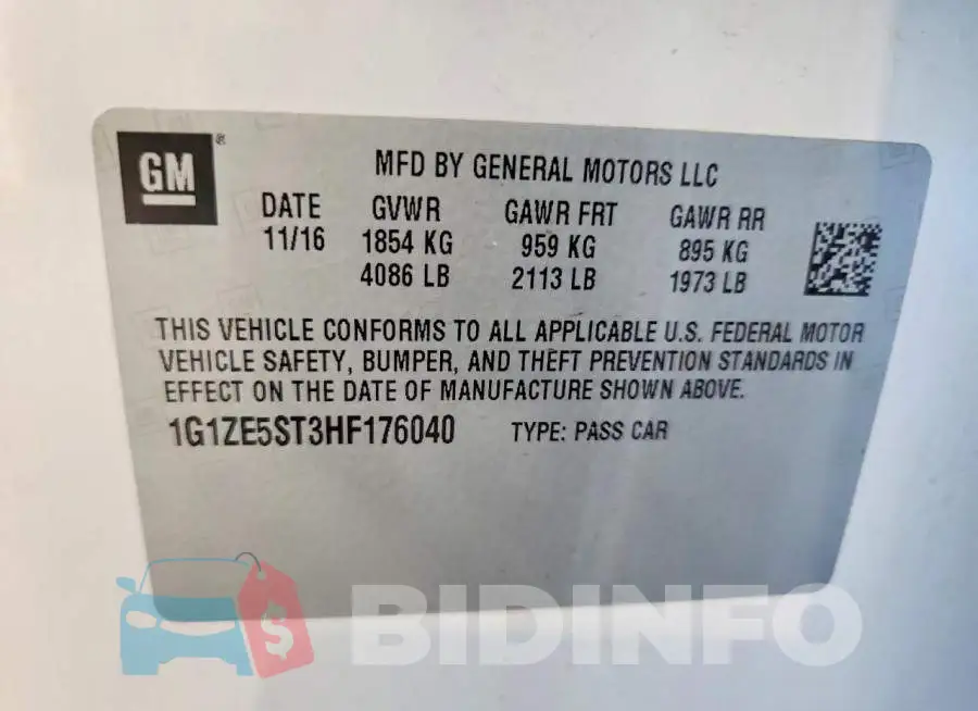 1G1ZE5ST3HF176040 Photo# 12