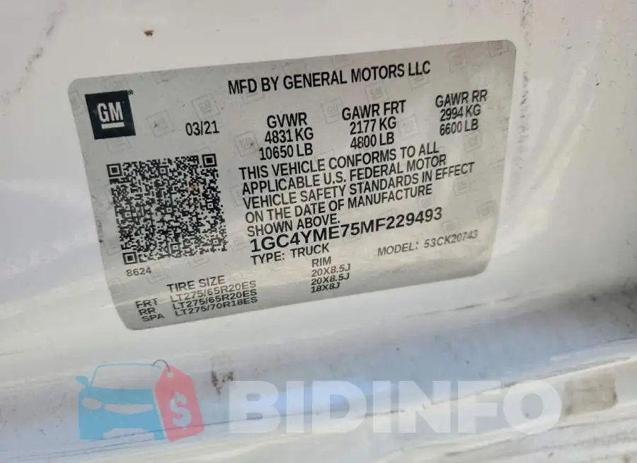 1GC4YME75MF229493 Photo# 12