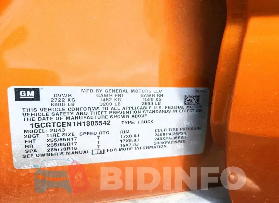 1GCGTCEN1H1305542 Photo# 12