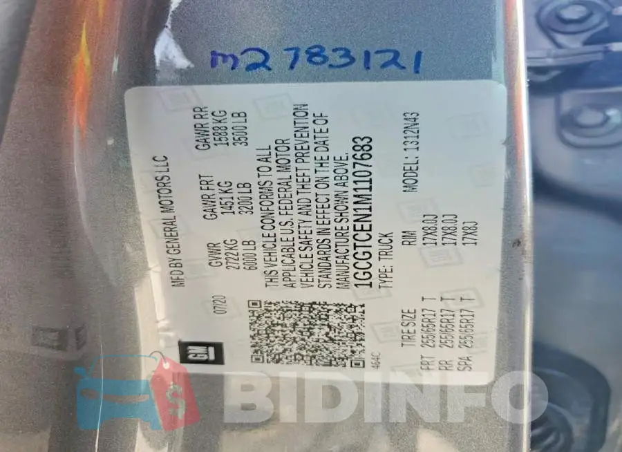 1GCGTCEN1M1107683 Photo# 13