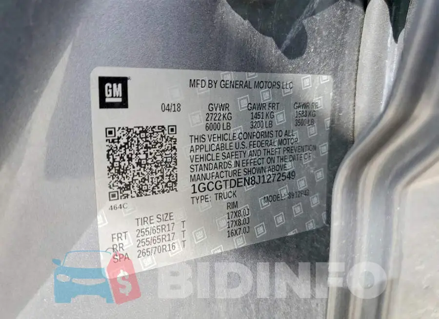1GCGTDEN8J1272549 Photo# 12